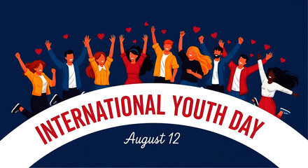 Diverse Group of Young People Celebrating International Youth Day with Joy.