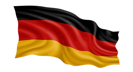 A waving flag with black red and yellow horizontal bands