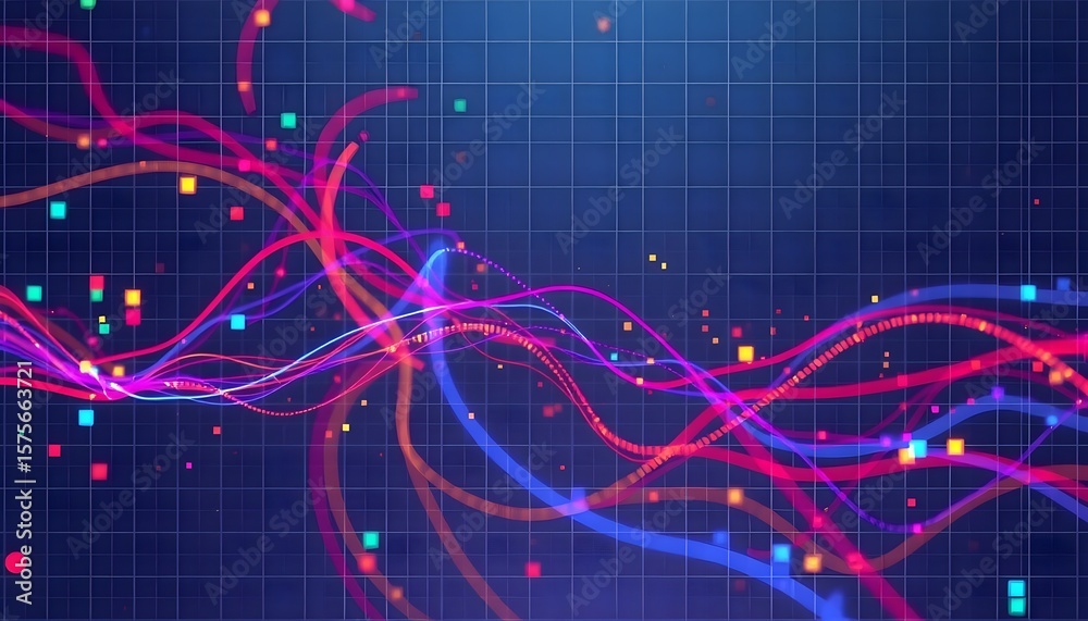 Poster dynamic colorful wave patterns abstract design digital art vibrant background
