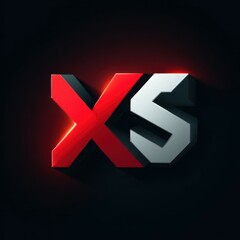 Obraz premium Bold red and silver graphic design featuring stylized letters X and S on dark background