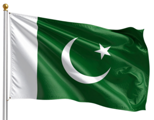  Angled 3D Pakistani Flag Illustration with Motion Effect, Transparent Background.