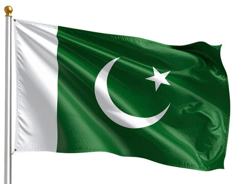  Angled 3D Pakistani Flag Illustration with Motion Effect, Transparent Background.