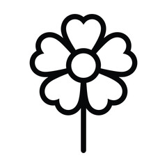 Elegant Heart-Shaped Flower Line Art Illustration Perfect for Designs, Prints, and More