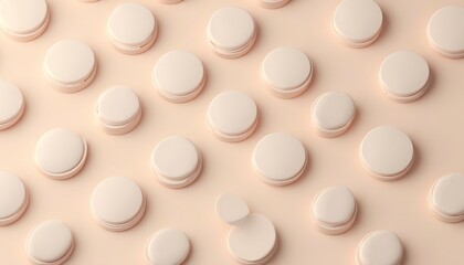 Minimalist Cream Round Objects Arranged on Matte Beige Surface