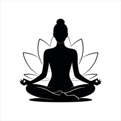 silhouette of a yoga woman