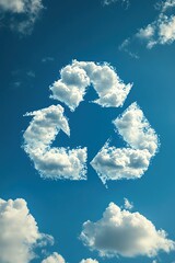 Three arrows of recycle sign made of clouds
