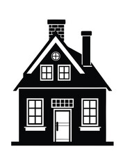 House icon silhouette, home silhouette design, real estate symbol, black and white house illustration