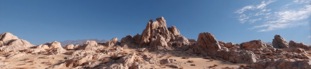 Panoramic 360 degrees hdr view of rock formations in desert landscape nature environment