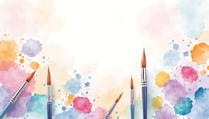 Painting Background with Brushes and Watercolor Splashes