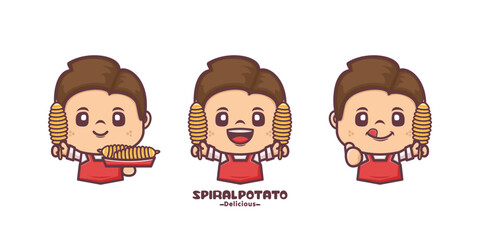 male cartoon character with spiral potato