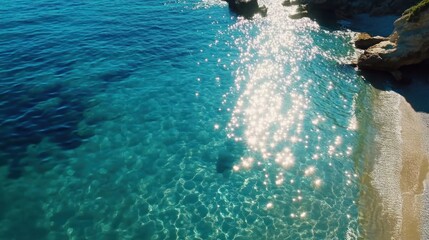 Turquoise water reflecting sunlight