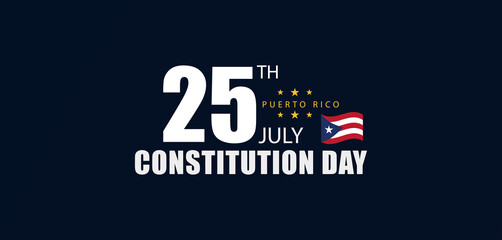 Minimal Puerto Rico Constitution Day Graphic with Bold Date and Flag