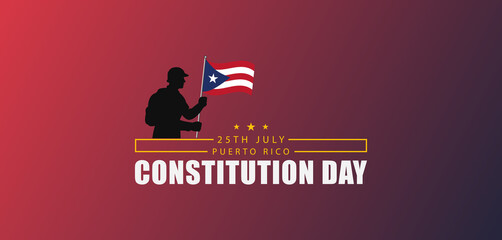 Puerto Rico Constitution Day Poster with Soldier Silhouette and Flag