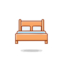 Illustration of an empty bed with pillows and mattress on a black background