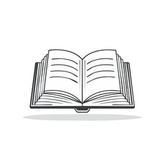 Open book flat design illustration with shadow. Learning, reading, education symbol and concept.