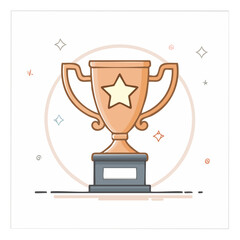 Cartoon Trophy with Star Emblem for Winning Achievement Reward Icon isolated
