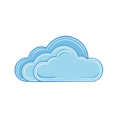 Isolated Light Blue Cartoon Cloud with Darker Blue Outline on Black Background