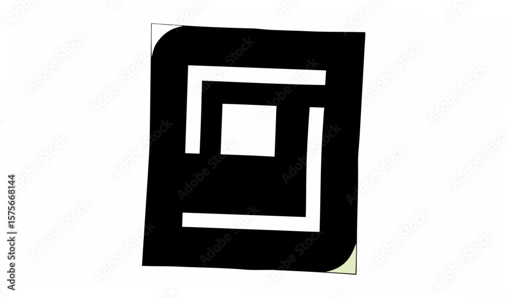 Poster abstract black and white square design with nested shapes and geometric patterns creating a modern a