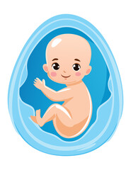 Happy Light Blue Fetus in Womb Graphic