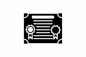 Certificate icon silhouette vector illustration