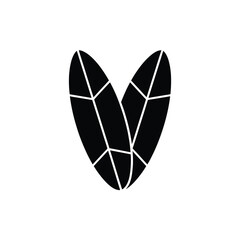 Abstract black geometric leaves or petals on white background
