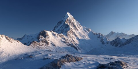 Majestic snow-capped mountain peak alpine region hdr panorama 360 degrees viewpoint