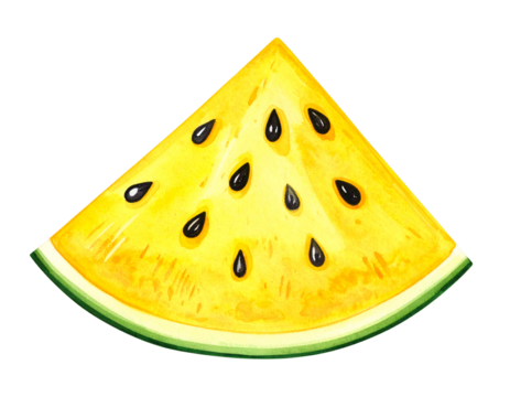 Watercolor yellow watermelon slice on black - Powered by Adobe