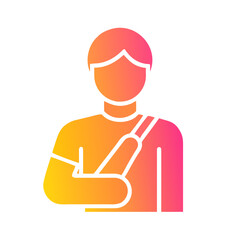 Injured Person with Arm Sling Gradient Icon for Accident and Health Insurance