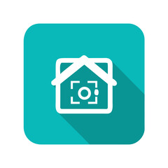 Smart Home Security Camera System Icon with Long Shadow