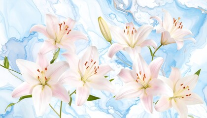 Fototapeta premium Delicate Lilies on Abstract Background