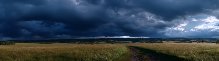 Dramatic storm clouds over open fields nature photography 360 degrees hdr panorama