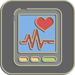 Icon heart rate. Medical elements. Icon in embossed style.