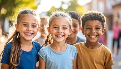 Happy kids outdoor portrait