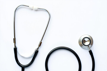 A stethoscope isolated on a white background for medical use