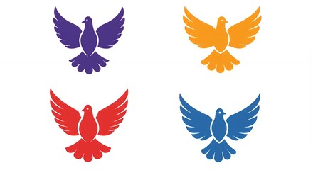 Four colorful pigeon images