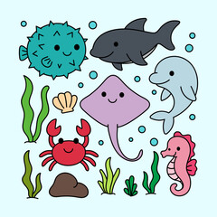 Cute Underwater Sea Animals Collection
