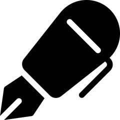 Elegant graphic icon depicting a classic fountain pen, symbolizing writing, creativity, education, and professional communication tools for digital design projects and web applications