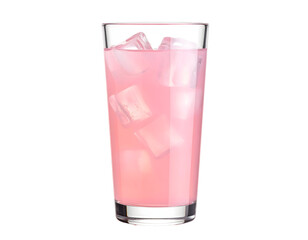 Refreshing pink drink with ice cubes
