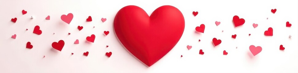 Obraz premium Red heart frame, isolated white background Perfect for Valentine's , background, design, border