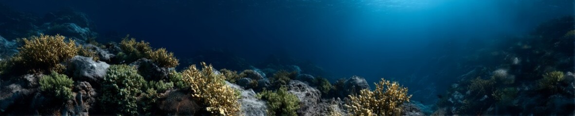 Underwater coral reef exploration ocean depths hdr 360 degrees panorama vibrant marine life