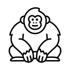 Gorilla icon, symbolizing strength, intelligence, and endangered wildlife in tropical forests.