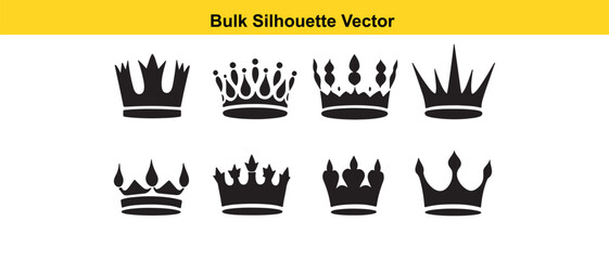 Black Crown Silhouettes Vector Set Royalty Design Elements Collection