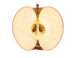 Apple slice cross section on black