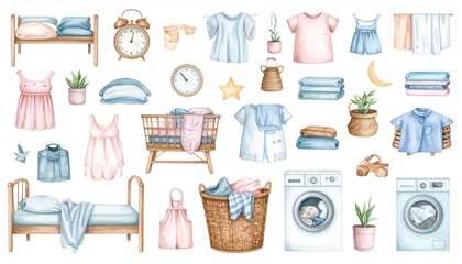 Cute, colorful, hand-drawn home items