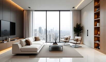 Sleek and Modern Living Room with Central Sofa