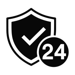 24/7 Protection Secure Shield Icon, Guaranteed Safety and Security