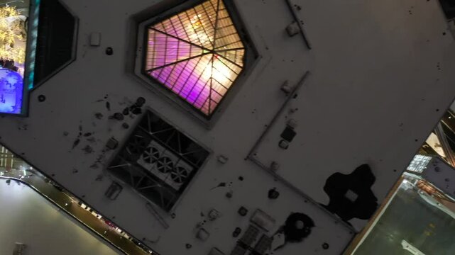 Cinematic aerial establishing shot of Detroit at winter