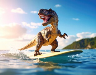 Dinosaur surfing