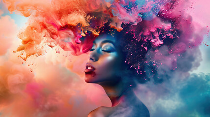 Portrait of a woman with paints on her face