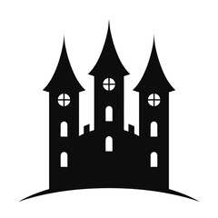 Obraz premium Black Silhouette Castle with Three Towers and Windows
